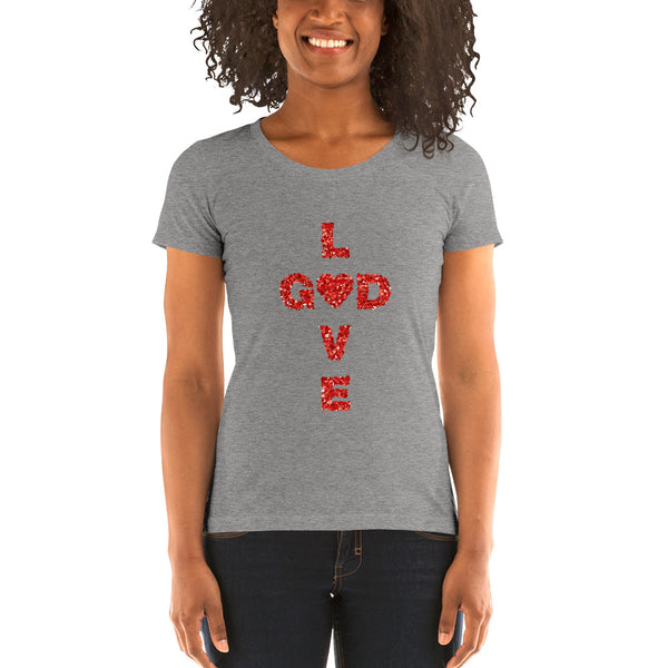 LOVE GOD with Heart Ladies' short sleeve t-shirt
