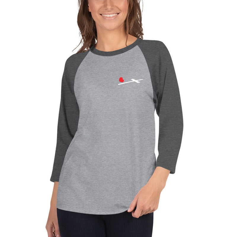 Heart  - Cross 3/4 sleeve raglan shirt