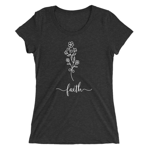 Ladies' Faith Design with Flower short sleeve t-shirt