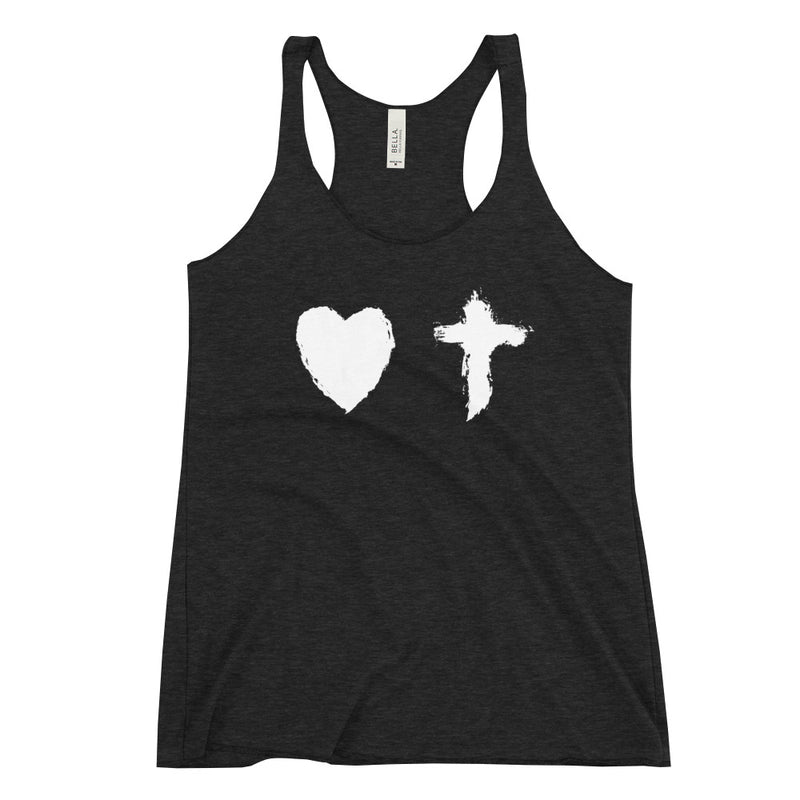 Women's Racerback Tank I Love Christ Design with Heart