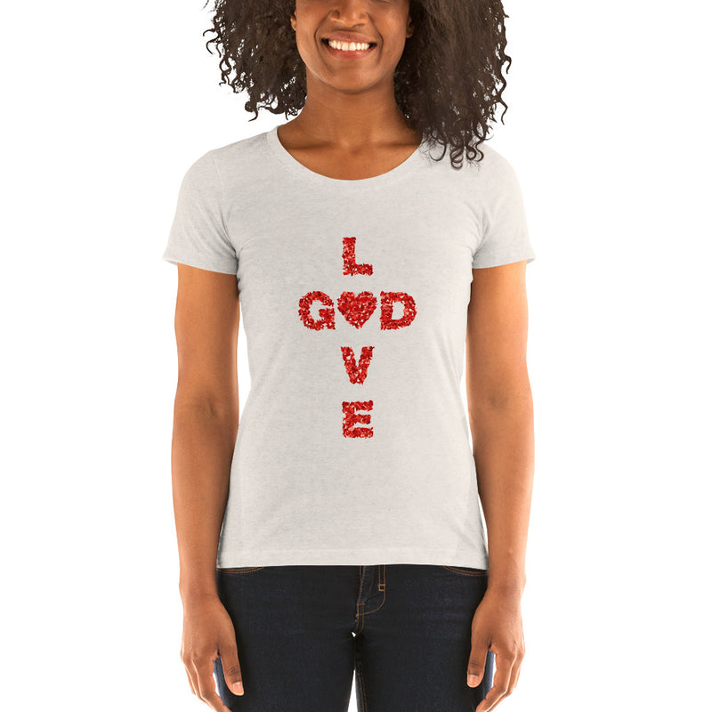 LOVE GOD with Heart Ladies' short sleeve t-shirt