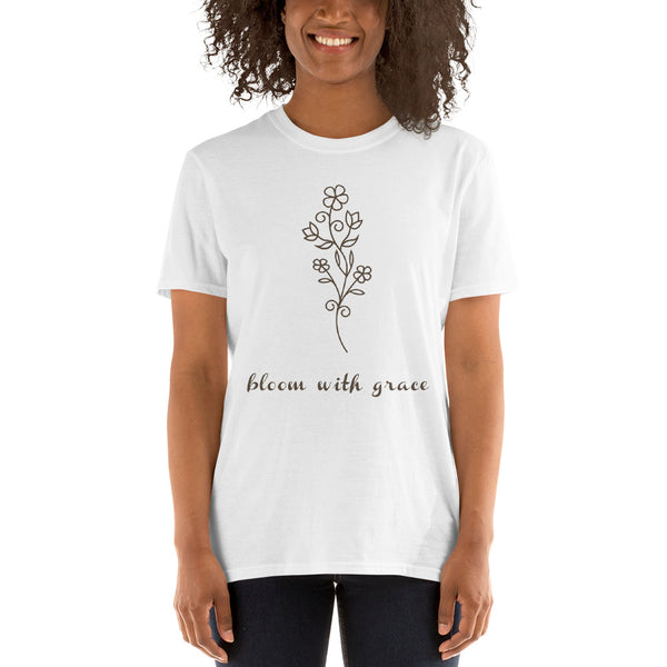 Bloom With Grace Design White Short-Sleeve Unisex T-Shirt