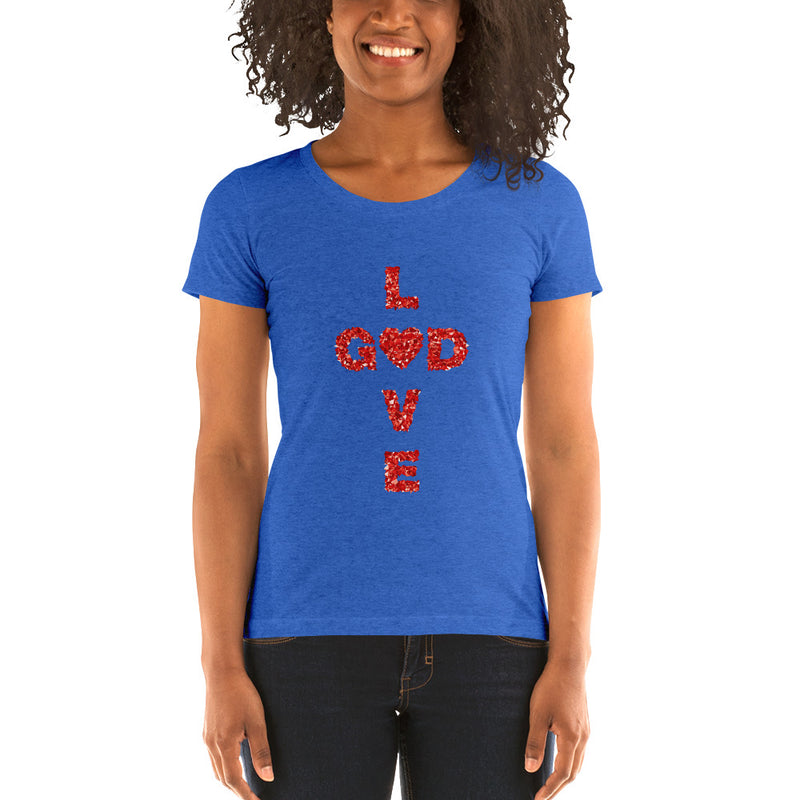 LOVE GOD with Heart Ladies' short sleeve t-shirt