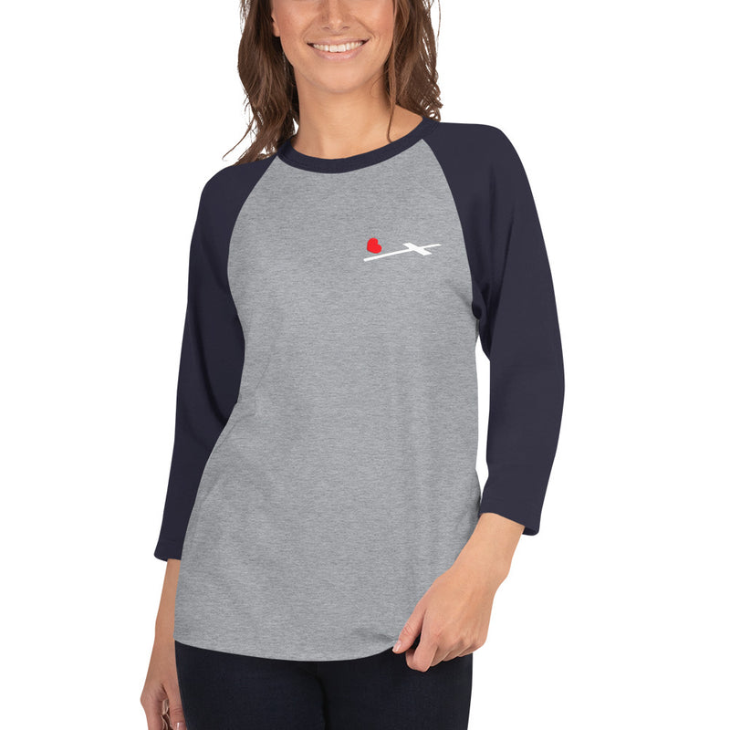 Heart  - Cross 3/4 sleeve raglan shirt