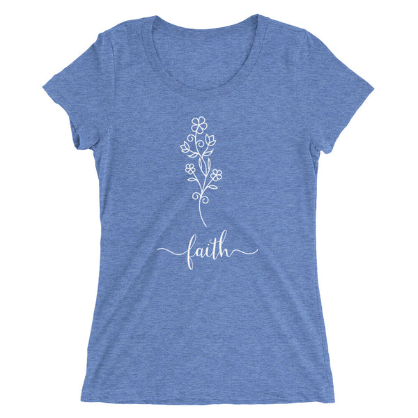 Ladies' Faith Design with Flower short sleeve t-shirt