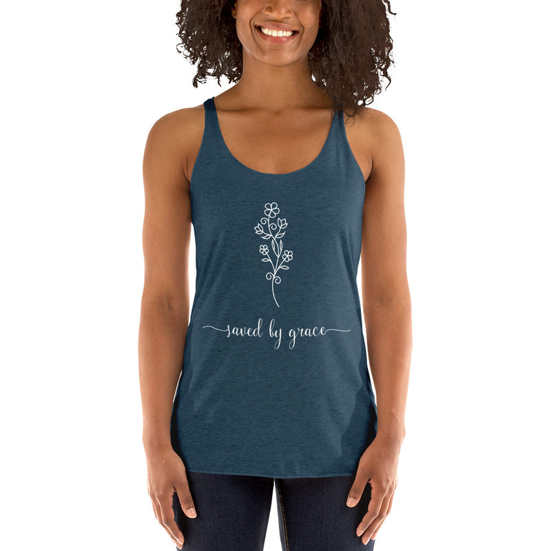 Saved By Grace design Women's Racerback Tank