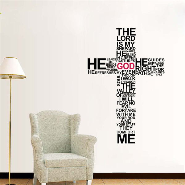 Christian Cross God Quotes Wall Stickers For Living Room Bedroom Home Decoration Jesus Christ Psalm Pray Bible Vinyl DIY Decals
