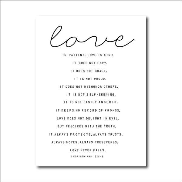 Love is Patient Kind Print Poster Home Living Room Bible Verse Wall Art Canvas Painting Scripture Christian Prints Home Decor