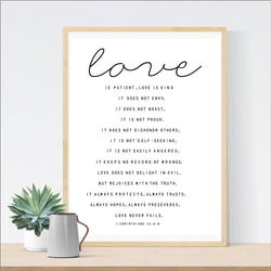 Love is Patient Kind Print Poster Home Living Room Bible Verse Wall Art Canvas Painting Scripture Christian Prints Home Decor