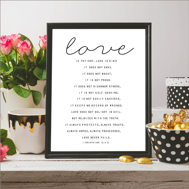 Love is Patient Kind Print Poster Home Living Room Bible Verse Wall Art Canvas Painting Scripture Christian Prints Home Decor